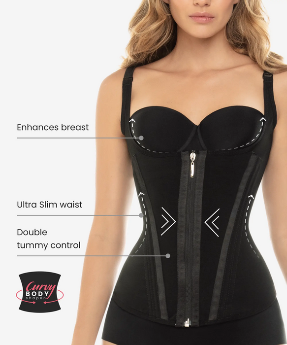 Vest with V shape & zipper - Style 1328-CYSM Shapers- .