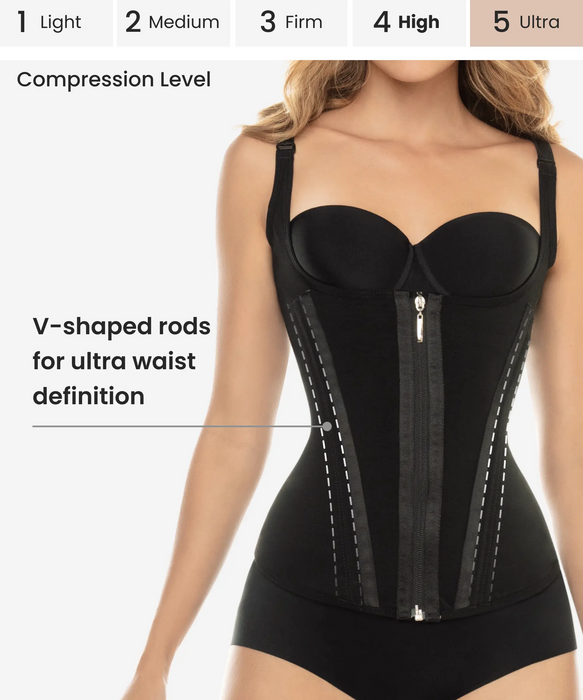 Vest with V shape & zipper - Style 1328-CYSM Shapers- .