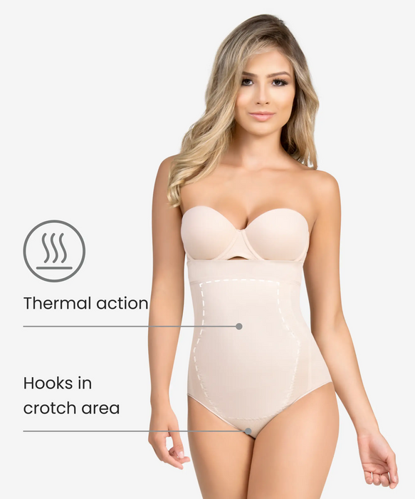 High-waist tummy control shaper in thong - Style 1596-CYSM Shapers- Seamless.