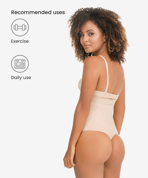 High-waist tummy control shaper in thong - Style 1596-CYSM Shapers- Seamless.