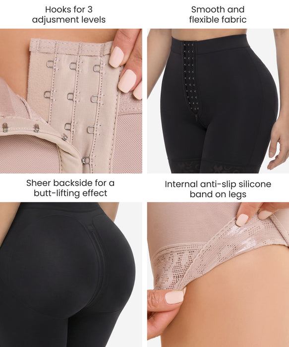 Curvys Shaping Short Style 212 — 3-Row Hook Closure & Perineal Zipper