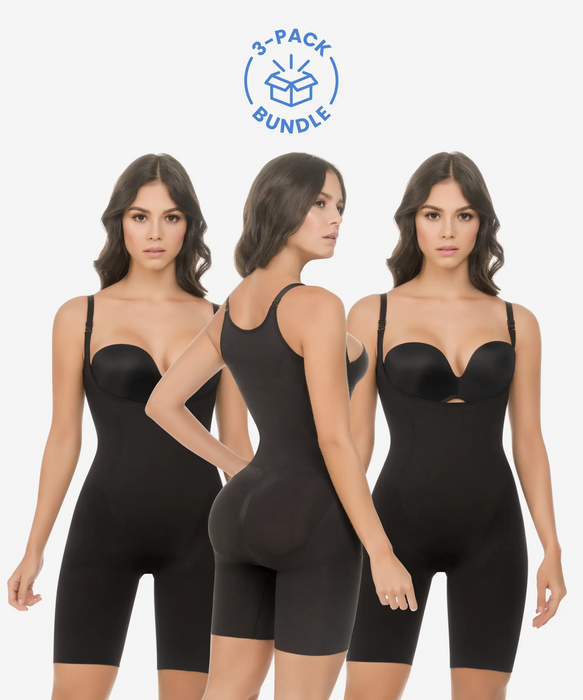 Black Seamless Bodysuit 3-Pack in style 1585-CYSM Shapers- Bundle.